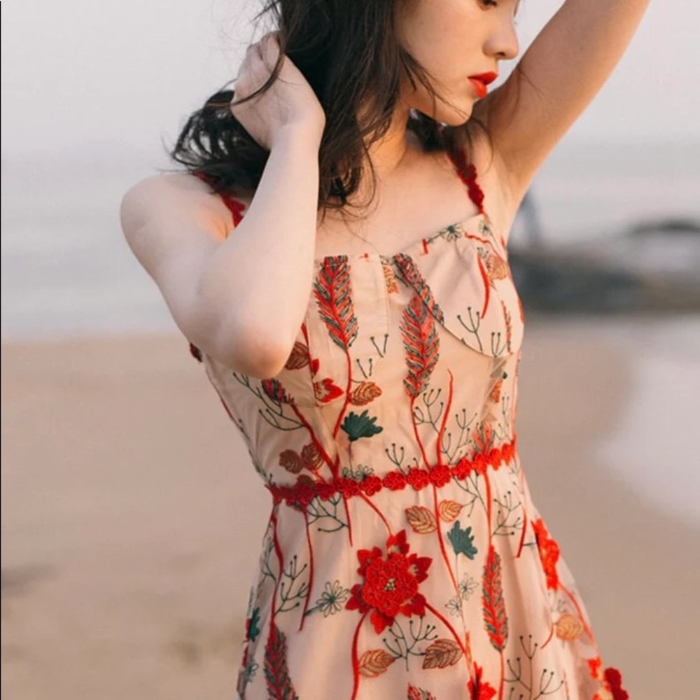 Red floral dress